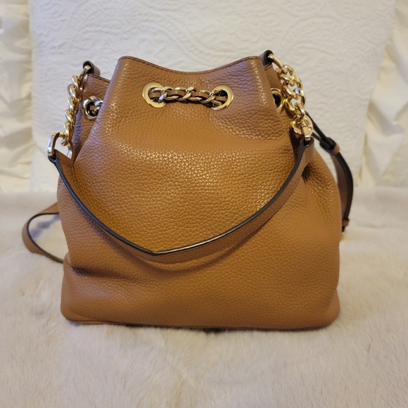 Michael Kors Cognac Pebbled leather Frankie Bucket Bag - Picture 3 of 14